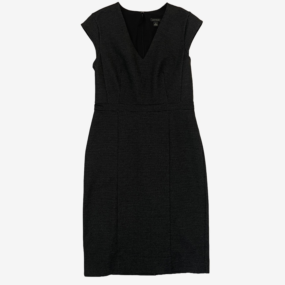 Ann Taylor Black & White Polka-dot Work Dress